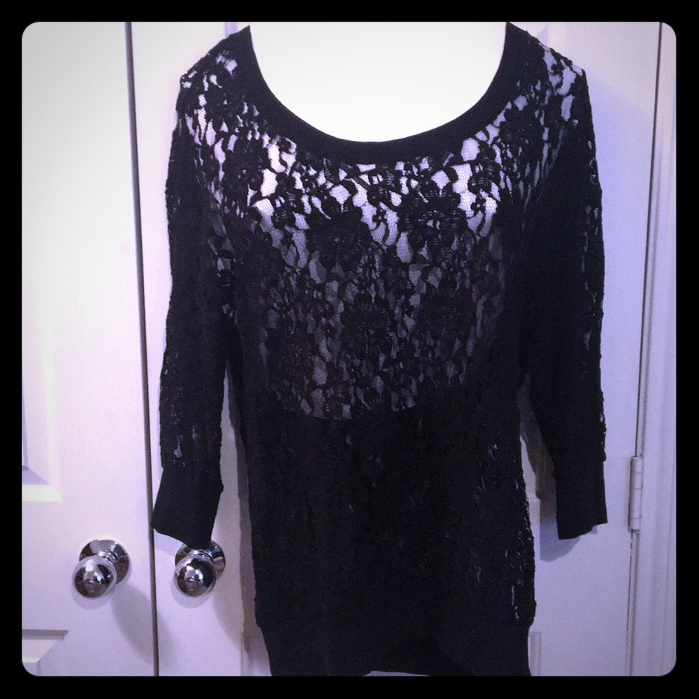 Flirty black lace blouse